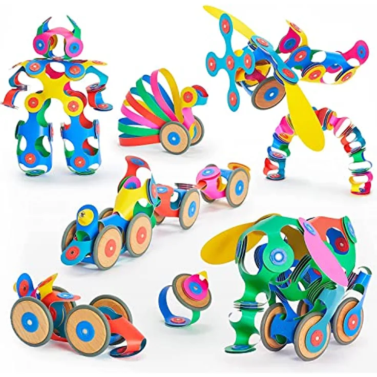 Clixo Wheel Creator, Magnetbaukasten mit 72 Teilen und Rädern, regenbogenfarben