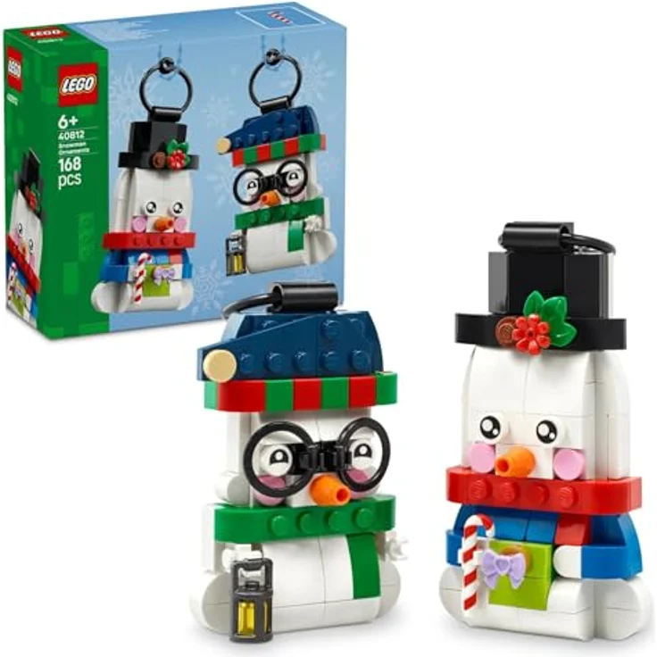 LEGO Icons 40812 Deko-Schneemänner, Bauset mit 2 baubaren Figuren, Aufhängeringen und festlichen Accessoires, 168 Teile, für Kinder ab 6 Jahren – Bild 1
