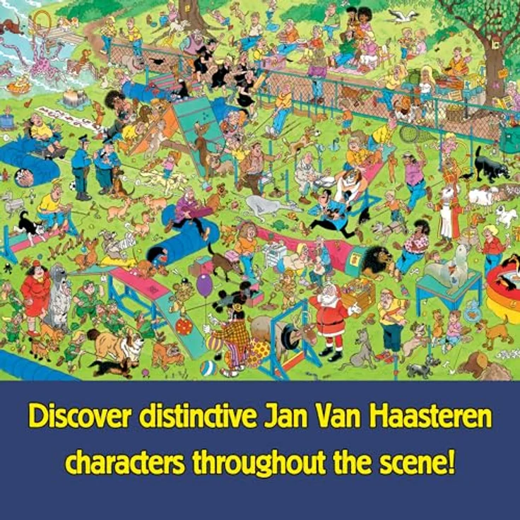 Jan Van Haasteren Dog Parkour, 1000-teiliges Comic-Puzzle aus 100 % recyceltem Karton, lustiges Haustier-Thema, Maße 68 x 49 cm – Bild 3