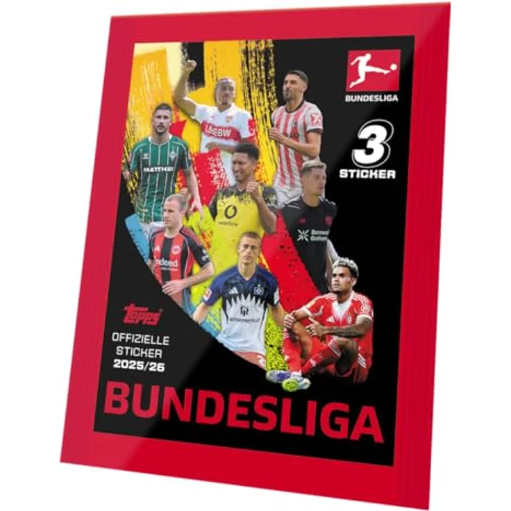 Topps 2025-26 Bundesliga Sticker (Display) Deutsch, 50 Boosterpackungen mit 7 Karten pro Packung – Bild 2