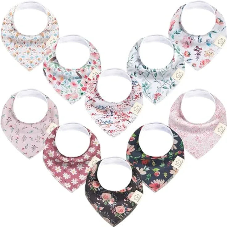 KeaBabies Baby Bandana Sabber-Lätzchen, 10er Pack, 100% Bio-Baumwolle, unisex, Tea Party Design
