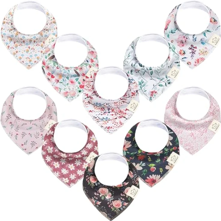 KeaBabies Baby Bandana Sabber-Lätzchen, 10er Pack, 100% Bio-Baumwolle, unisex, Tea Party Design – Bild 1