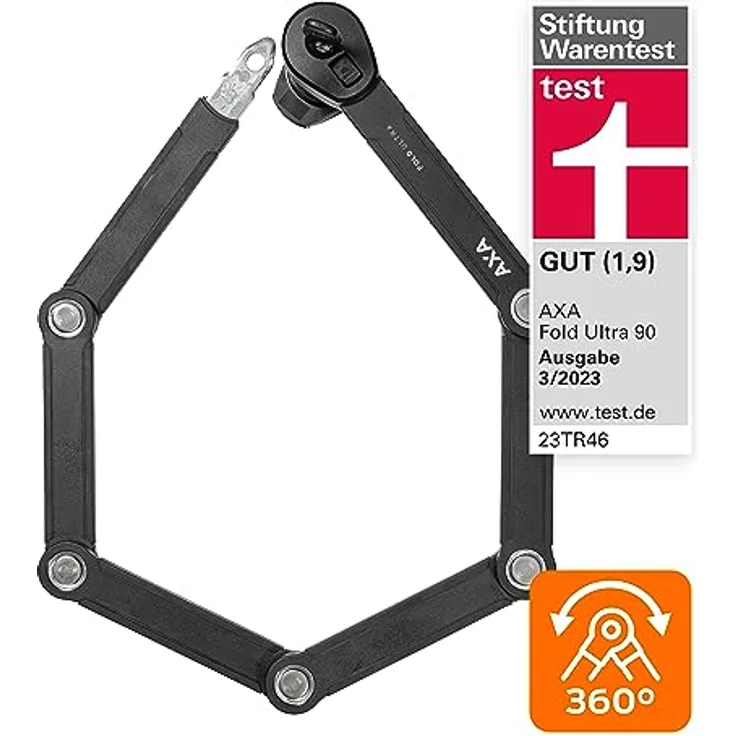 Axa Faltschloss Fold Ultra Länge 90 cm schwarz – Bild 4