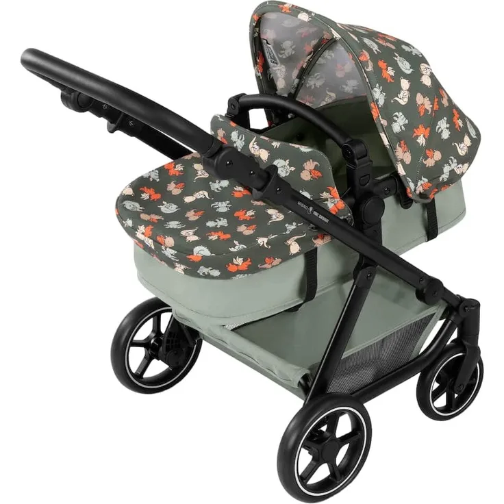 ABC Design Migno Puppenwagen, Kinderwagen für Puppen bis 53 cm, schwenkbare Vorderräder, höhenverstellbar, inkl. Babywanne und Sportsitz