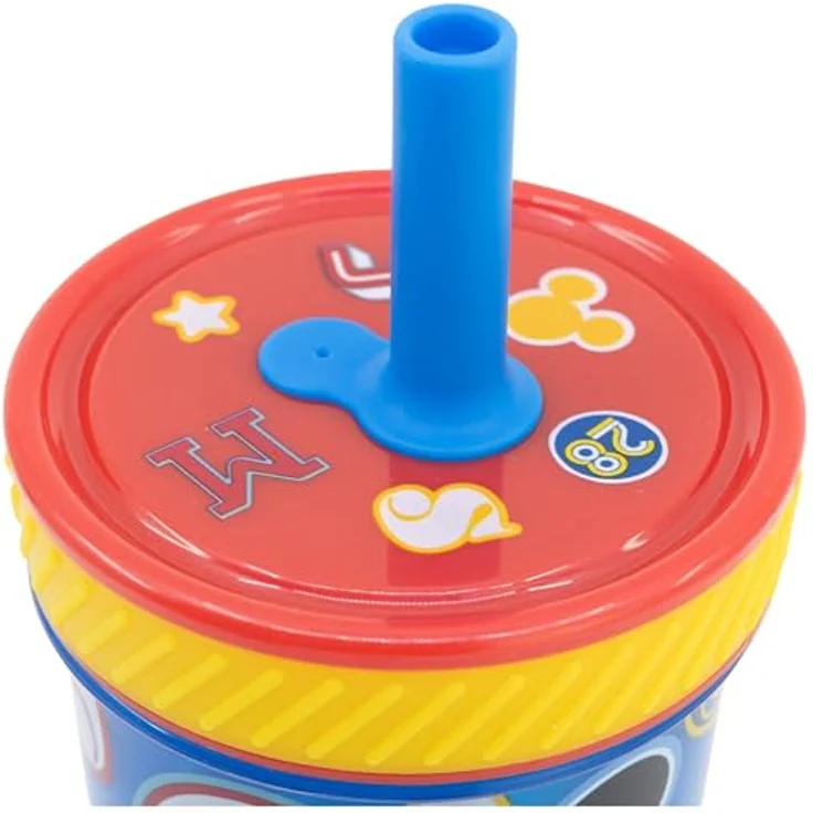 Stor Kippsicherer Kunststoffbecher mit Silikon-Strohhalm von Mickey, BPA-frei, kinderfreundliches Design – Bild 3