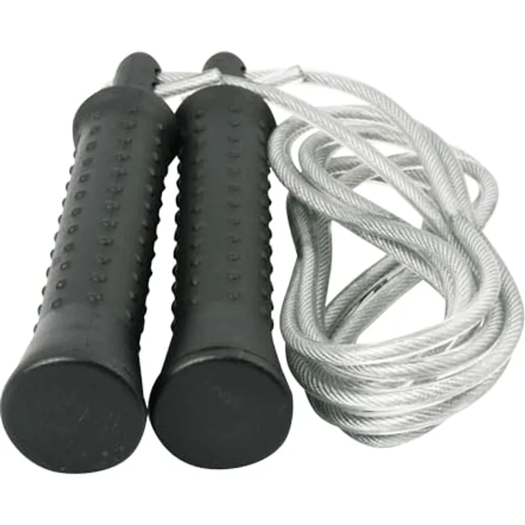 Sport-Thieme Boxer-Springseil mit Zusatzgewichten, verstellbare Länge 250 cm, bruchsicheres Stahlseil für Boxen, Crossfit, Fitness-Training, Schwarz