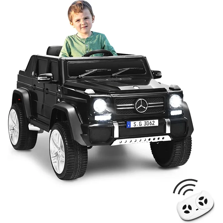 Dreamade Mercedes Benz Elektro Kinderauto Maybach G650s, 12V Elektrofahrzeug mit 2,4G Fernbedienung & Musik & Hupe & Licht, Kinderfahrzeug, Elektroauto für Kinder ab 3 Jahre, bis 30kg belastbar (Schwarz)