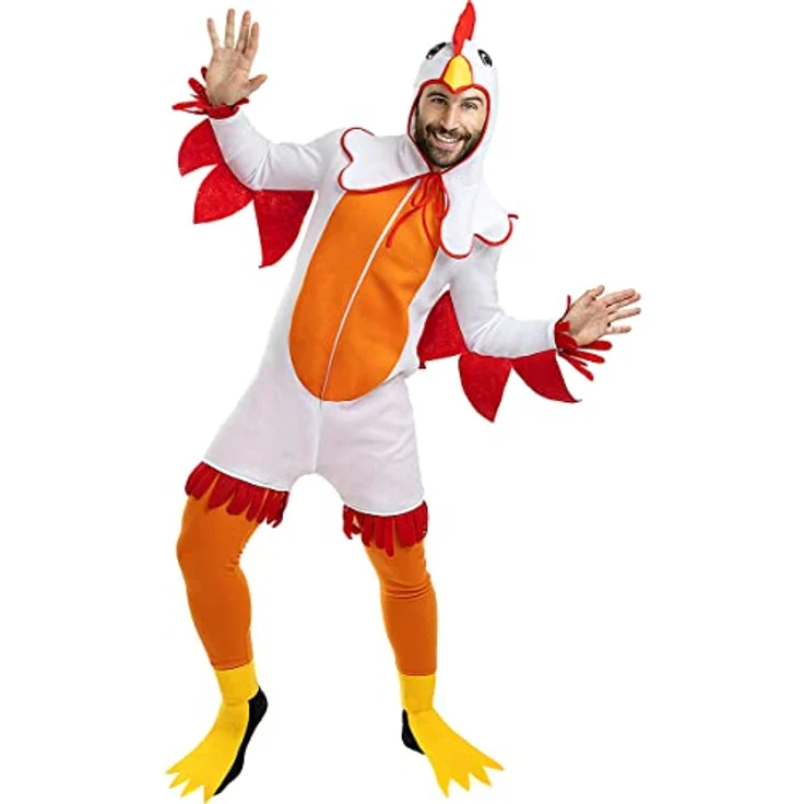 Funidelia Huhn Kostüm für Herren und Damen - Weiß, Größe M-L, für Partys, Karneval & Halloween – Bild 1