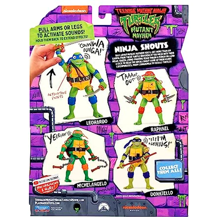 Playmates Toys Sammelfigur Teenage Mutant Ninja Turtle - Ninja Shouts - Leonardo (NEU & OVP) mit authentischem Sound und Katanas – Bild 7