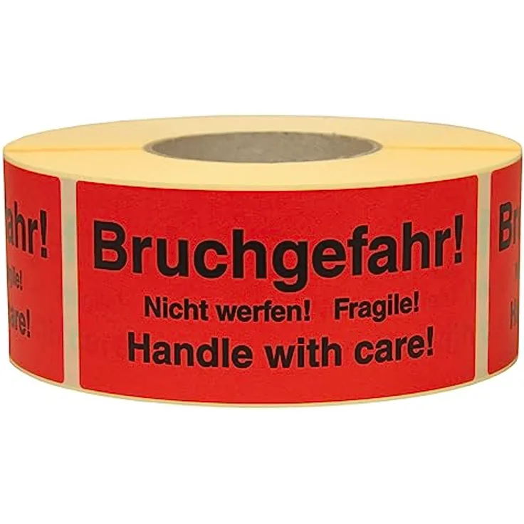 DENIOS Warn- und Hinweisetiketten, Bruchgefahr, 145 x 70 mm, aus Papier - Effiziente Kennzeichnung für Versandgüter, DENIOS