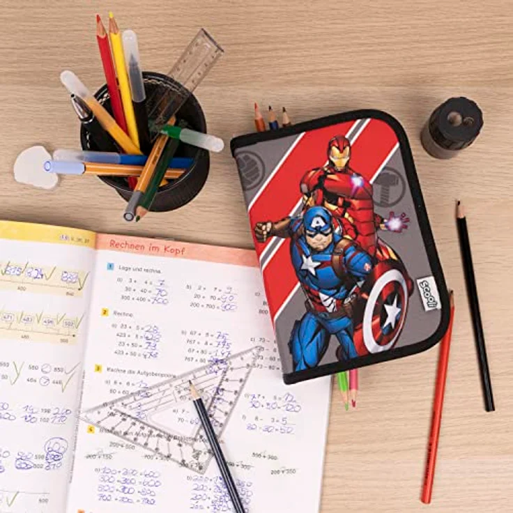 Scooli Marvel Avengers Schüleretui - gefülltes Federmäppchen mit Eberhard Faber Stiften - stylische Federmappe mit Motiv - Stiftebox für Buntstifte und Bleistifte - ideal für die Schule – Bild 5