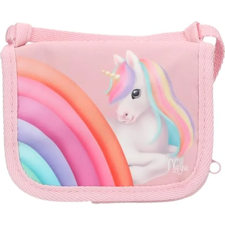 Depesche YLVI Brustbeutel, roséfarbener Geldbörse mit Einhorn-Motiv, Münzfach und Sicherheitsverschluss