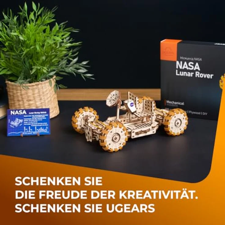 UGEARS NASA Lunar Rover Modellbausatz - Holzmechanisches 3D-Puzzle für Erwachsene - Offizieller NASA Weltraum-Modellbausatz, Blau – Bild 5