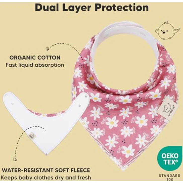 KeaBabies Baby Bandana Sabber-Lätzchen, 10er Pack, 100% Bio-Baumwolle, unisex, Tea Party Design – Bild 2