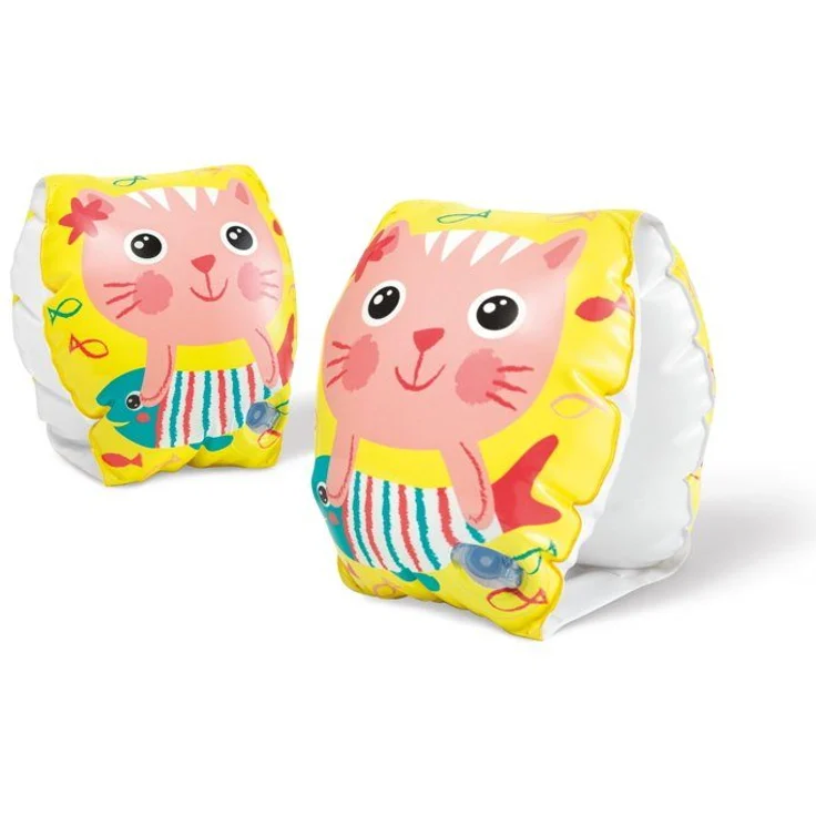 Intex Schwimmhilfe 2 Schwimmhilfen Happy Kitten Arm Bands 20cm x 15cm 3-6 Jahre 56665EU, Schwimmflügel für Kinder, buntes Design mit Kätzchen – Bild 1