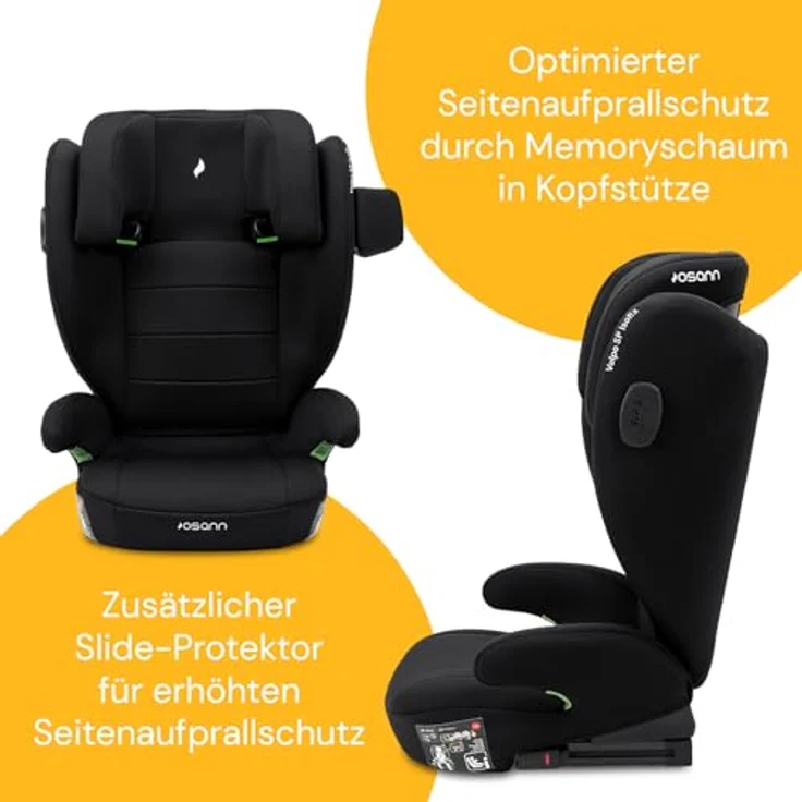 Osann Volpo SP Isofix, Kindersitz ab 3 bis 12 Jahre (100-150 cm) mit 12-fach höhenverstellbarer Kopfstütze, Schwarz – Bild 3