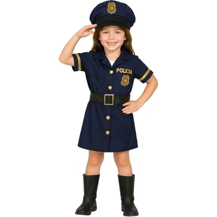 Kinderkostüm Polizistin Josy Mädchen Kleid blau Polizei Uniform Fasching Kinder (7-9 Jahre) – Bild 2