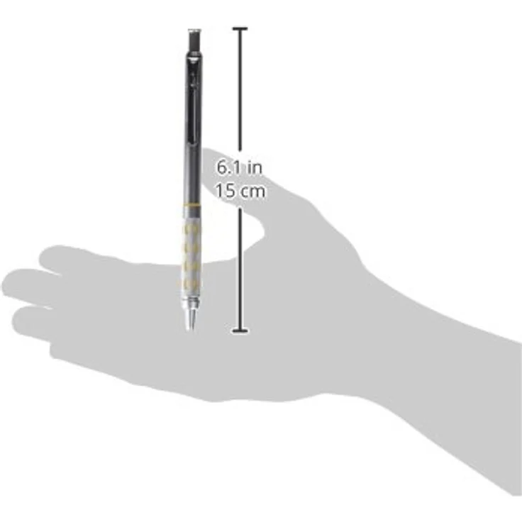 PENTEL Graphgear 1000, Druckbleistift 0,9mm mit Metallgehäuse und Griffzone, silber/gelb (12 Stück) – Bild 3