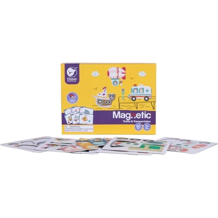 Classic World Puzzle Box Magnet - Traffic Holz, Magnetisches Fahrzeug-Puzzle mit verschiedenen Szenarien – Bild 3