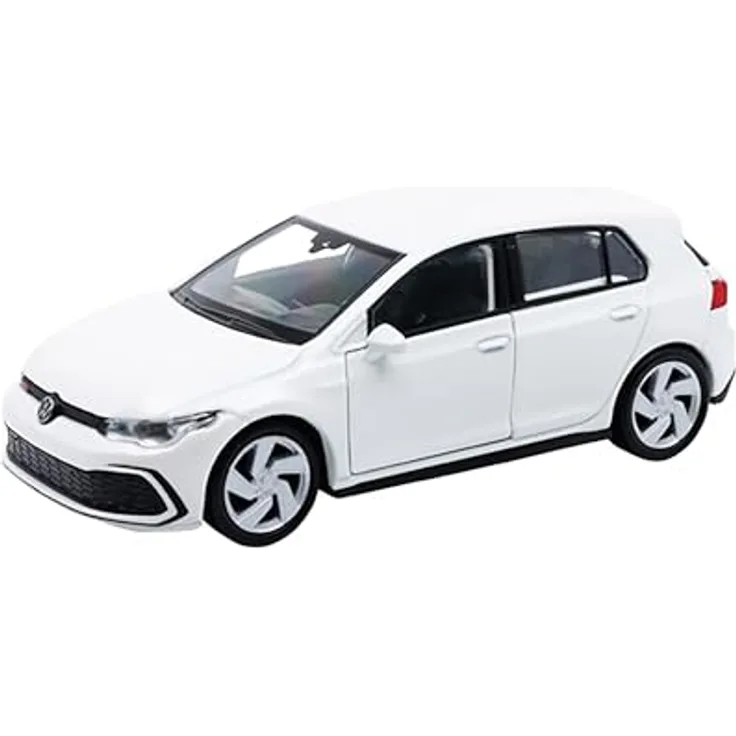 Toi-Toys Volkswagen Golf 8 GTI Metall Modellauto 11,5 cm, Weiss-Metallic, detailgetreu mit Gummireifen und öffnenden Türen