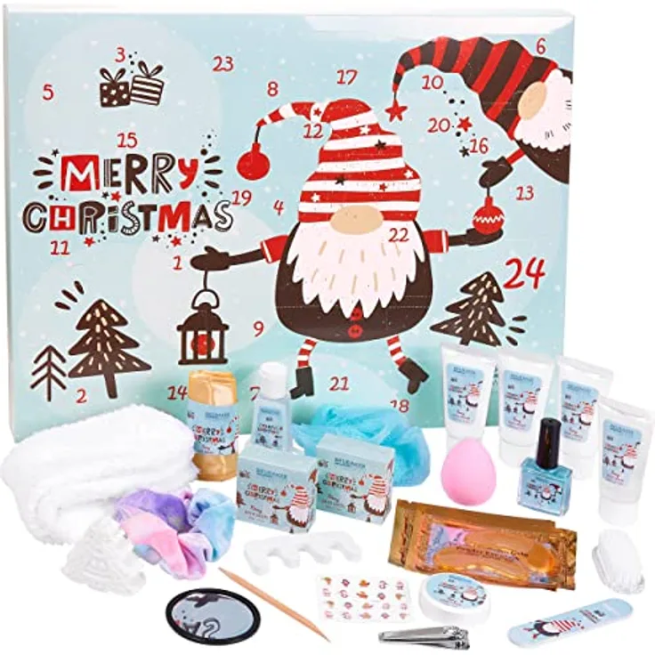 BRUBAKER Cosmetics Beauty Adventskalender XXL, 24x Körperpflege Produkte & Spa Accessoires, beerenfrischer Duft, für Frauen