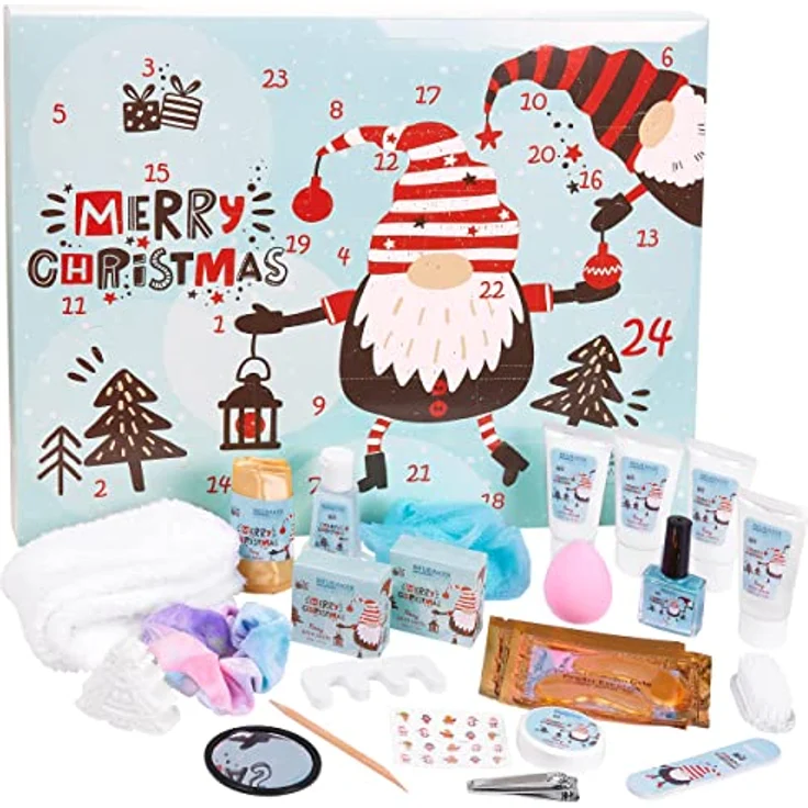 BRUBAKER Cosmetics Beauty Adventskalender XXL, 24x Körperpflege Produkte & Spa Accessoires, beerenfrischer Duft, für Frauen – Bild 1