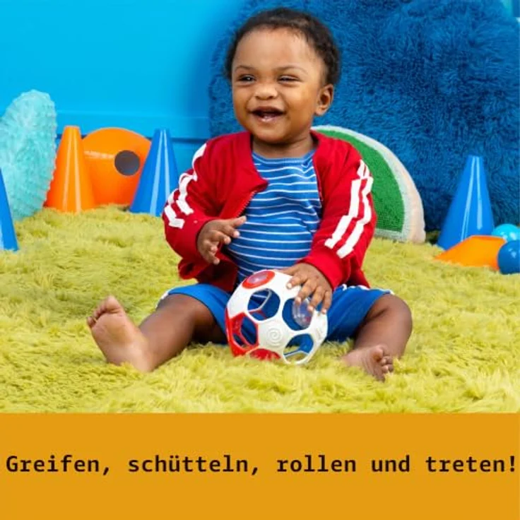 Oball Soccer, Babyspielzeug Fußball in rot/weiß/blau – Bild 4