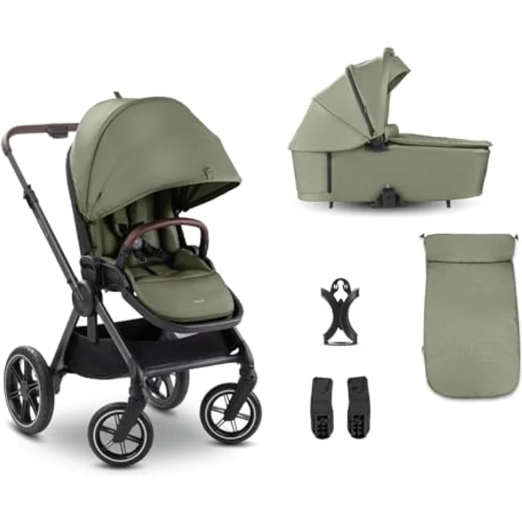 Hauck Kombi-Kinderwagen Comfort N Care Set, 2 in 1 mit Babywanne, Sportsitz, Beindecke und Getränkehalter, Olive, inkl. Gratis Mobilitätsgarantie – Bild 1
