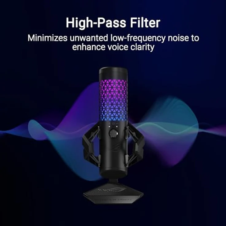 ASUS ROG Carnyx RGB Kondensator-Gaming-Mikrofon schwarz (Gaming, Streaming und Podcast, 25-mm-Kondensatorkapsel, 192 kHz / 24 Bit Abtastrate, Hochpassfilter, Pop-Filter, Metallhalterung, Aura Sync) – Bild 3