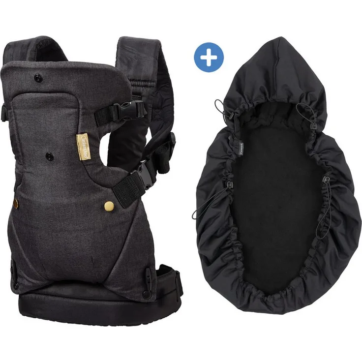 Infantino BKids Babytrage Flip Advanced, ergonomische Bauch- und Rückentrage für Neugeborene, Gold, inkl. Regenschutz, 3,6-14,5 kg