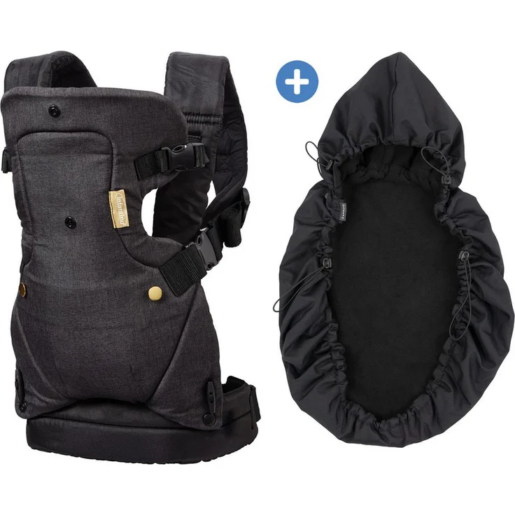 Infantino BKids Babytrage Flip Advanced, ergonomische Bauch- und Rückentrage für Neugeborene, Gold, inkl. Regenschutz, 3,6-14,5 kg