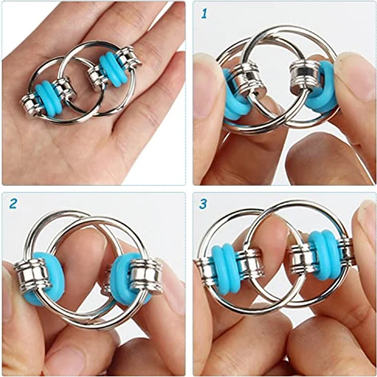 4 Stück Flippy Chain Game Set, Mit 2 Stück Sechs Roller Ketten, Fidget Game For Stress Relief Iron Ring Keychain, Bike Chain Game, Suitable For Adults And Children. – Bild 5
