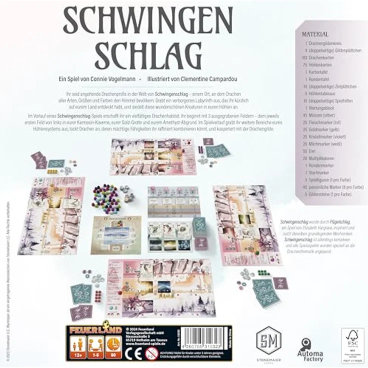 Feuerland Spiele 31032 Schwingenschlag - Aus der Spielewelt von Flügelschlag, Brettspiel für 1-5 Spieler, inspiriert von Flügelschlag – Bild 3