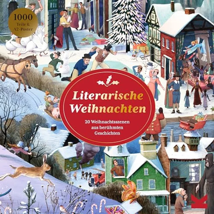 Laurence King Literarische Weihnachten, 16 Weihnachtsszenen aus berühmten Geschichten mit Poster und Erläuterungen