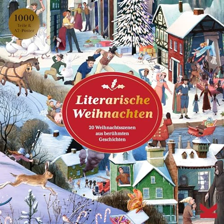 Laurence King Literarische Weihnachten, 16 Weihnachtsszenen aus berühmten Geschichten mit Poster und Erläuterungen – Bild 1