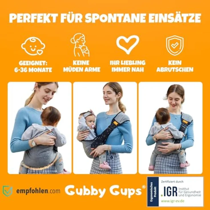 Family-Land Ergonomischer Kleinkind Tragegurt von Kangaroo - Babyhüftrage für Kleinkinder bis 15 KG, Hüftsitz Tragesystem baby (Lachs) – Bild 3