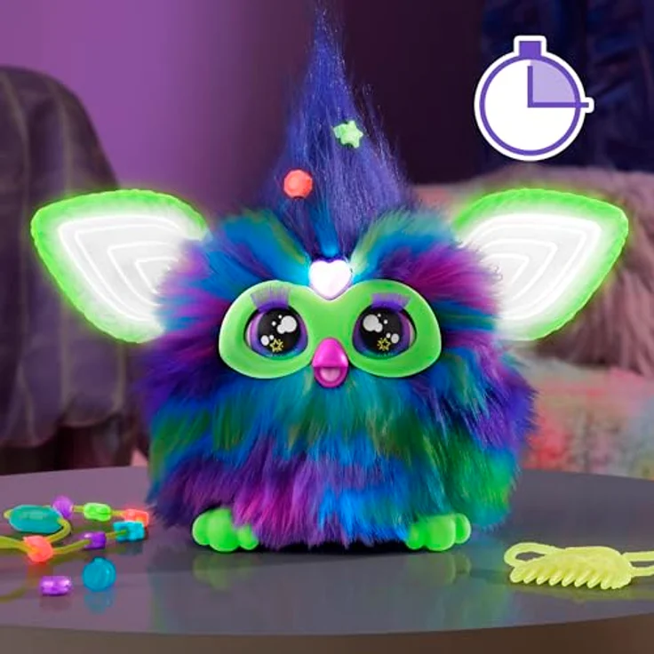 Furby Galaxie, interaktives Plüschtier, leuchtet im Dunkeln, französische Version, über 600 Antworten, reagiert auf Stimme, tanzend und synchronisierbar – Bild 4