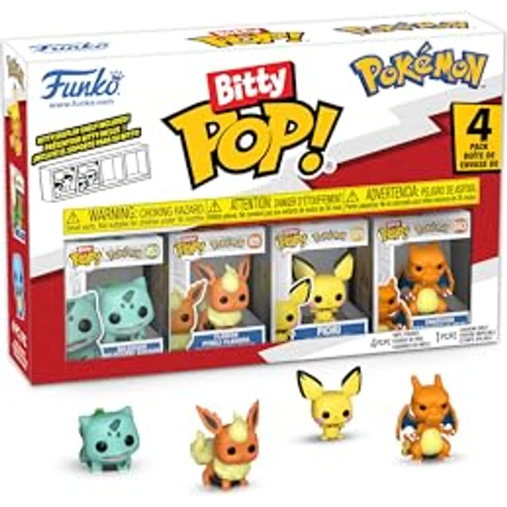Funko Bitty Pop! Pokemon Bulbasaur 4PK, 0.9 Inch (2.2 cm) Sammlerstück mit Überraschungs-Mini-Figur und stapelbarem Display-Regal, ideales Geschenk für Fans und Party-Tütenfüllung – Bild 2