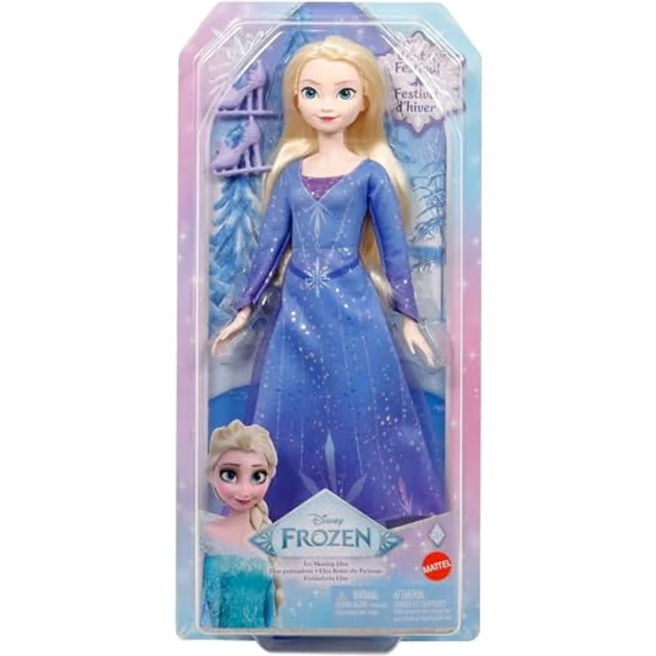 Mattel® Anziehpuppe Disney Die Eiskönigin, Eisläuferin Elsa, feierliches Outfit im Eis-Design, inkl. Schlittschuhen, glänzenden Schuhen, weiches kämmbares Haar – Bild 7