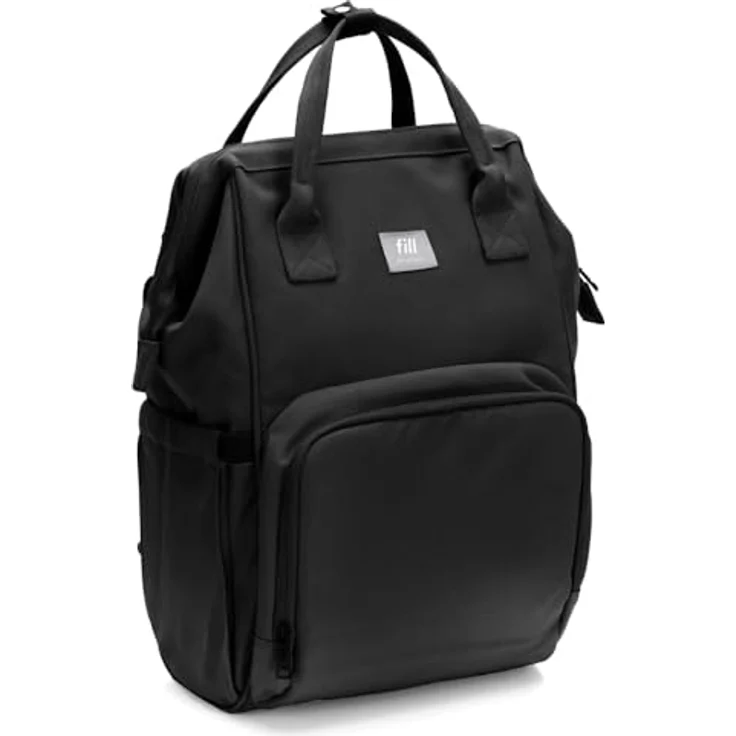 Fillikid Barcelona Wickelrucksack, elegantes Design mit zahlreichen Fächern, in Schwarz – Bild 1