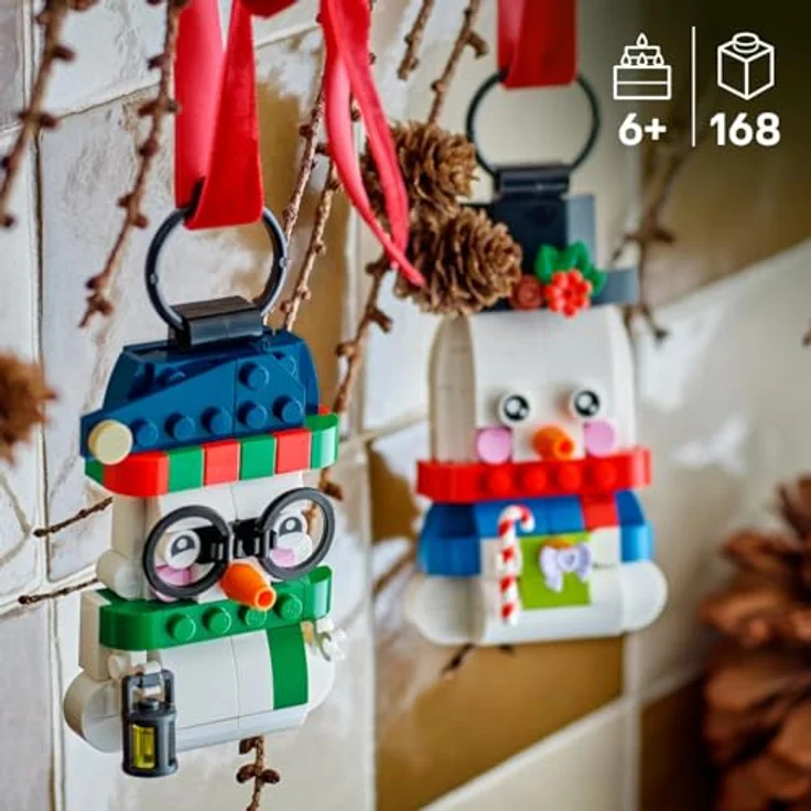 LEGO Icons 40812 Deko-Schneemänner, Bauset mit 2 baubaren Figuren, Aufhängeringen und festlichen Accessoires, 168 Teile, für Kinder ab 6 Jahren – Bild 3