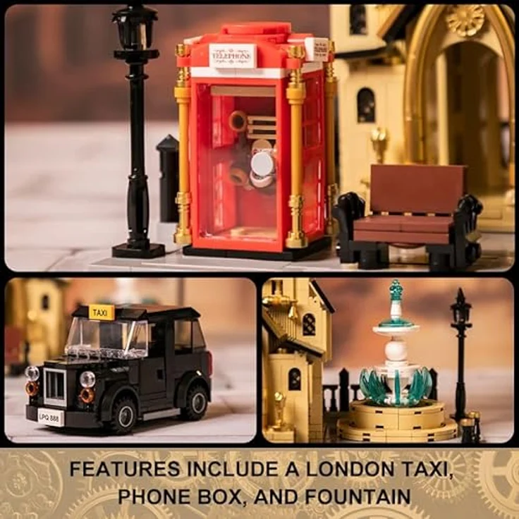 Pantasy Joyride Series - Steampunk Glockenturm, 2424 Teile mit rotierender Uhr und hochdetaillierter Innenausstattung, bronzefarben – Bild 5