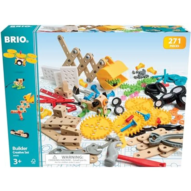 BRIO Builder - 34606 Builder Kindergartenset, 271 TLG. | Lern- und Konstruktionsspielzeug für Kinder ab 3 Jahren, mit Werkzeugen und unbegrenzten Konstruktionsmöglichkeiten, aus hochwertigen Materialien hergestellt.