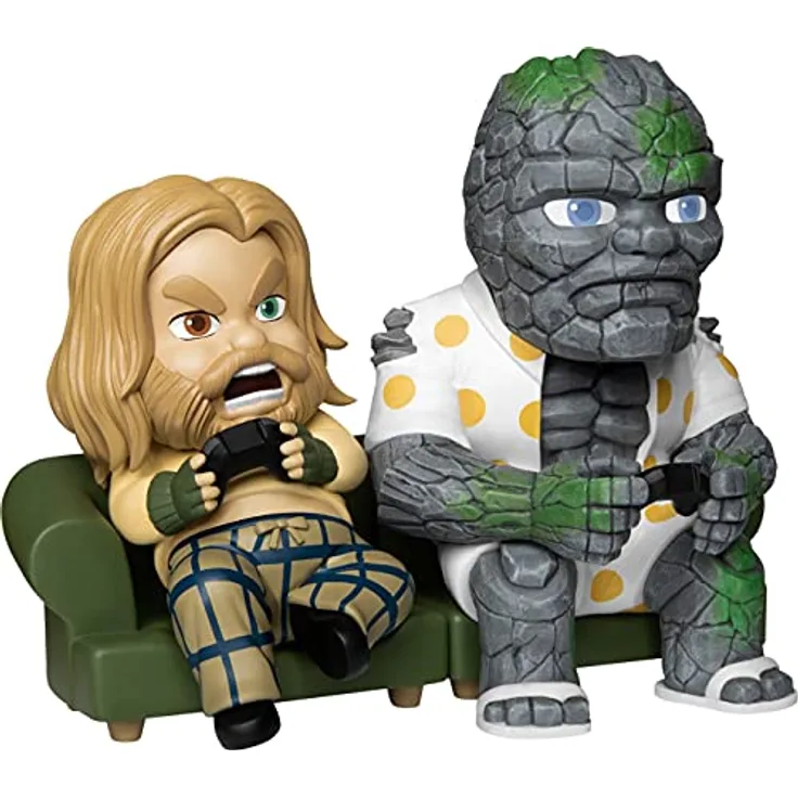 Beast Kingdom Marvel MEA-025SP Avengers: Endgame Bro Thor & Korg Game Time, Sammelfigur aus PVC, ca. 8 cm, mit Base und bedruckter Box