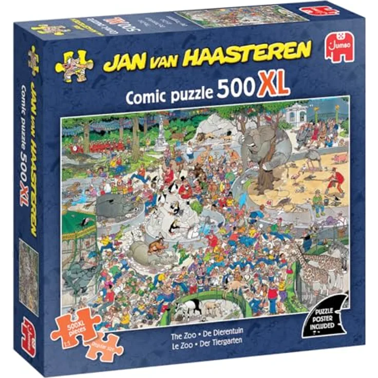 Jan Van Haasteren Der Zoo 500XL Puzzle für Erwachsene, 500 Teile aus 100% recyceltem Karton, humorvolles Tierchaos, Geschenkidee für Geburtstag & Weihnachten