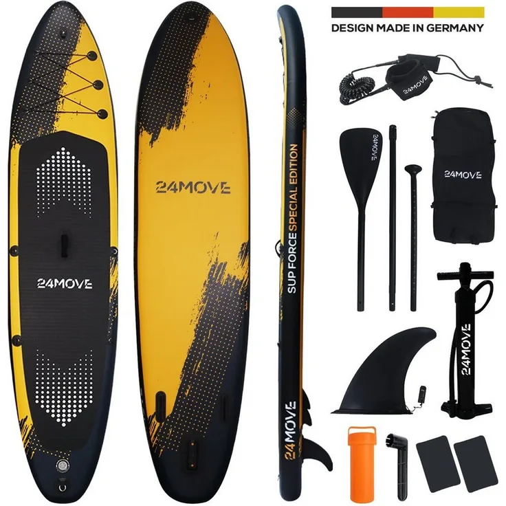24Move SUP-Board Supboard Set, Premium Stand Up Paddleboard aufblasbar, SPECIAL FORCE, inkl. Zubehör, Longboard, für Kinder & Erwachsene, 366x80, bis 200 kg, Drop Stich Technologie - Preisvergleich