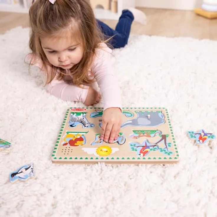 Melissa & Doug Zoo Animals Sound Puzzle, interaktives Puzzle mit 8 Tiergeräuschen und lichtaktivierten Sensoren – Bild 6
