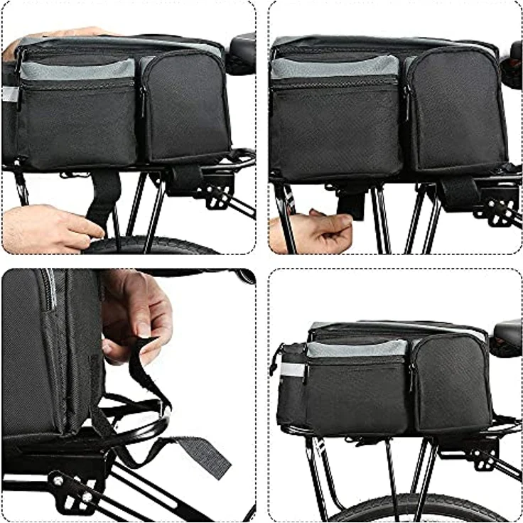 Wozinsky Fahrradtasche Gepäckträger - 6 Liter Fassungsvermögen, wasserabweisend, reflektierende Gurte – Bild 3