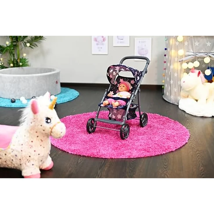 Knorrtoys 16843 Puppenbuggy Liba, höhenverstellbarer Schieber mit verstellbarem Verdeck, Star Blue pink, für Puppen bis 46 cm – Bild 3