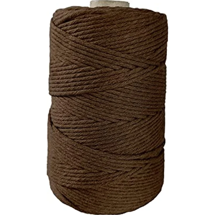 BooGardi Makramee Garn Bastelgarn, (3mm x 200m 100% Baumwolle), Braun Fusselfrei Geruchlos Macramee Kordel Band – Bild 6